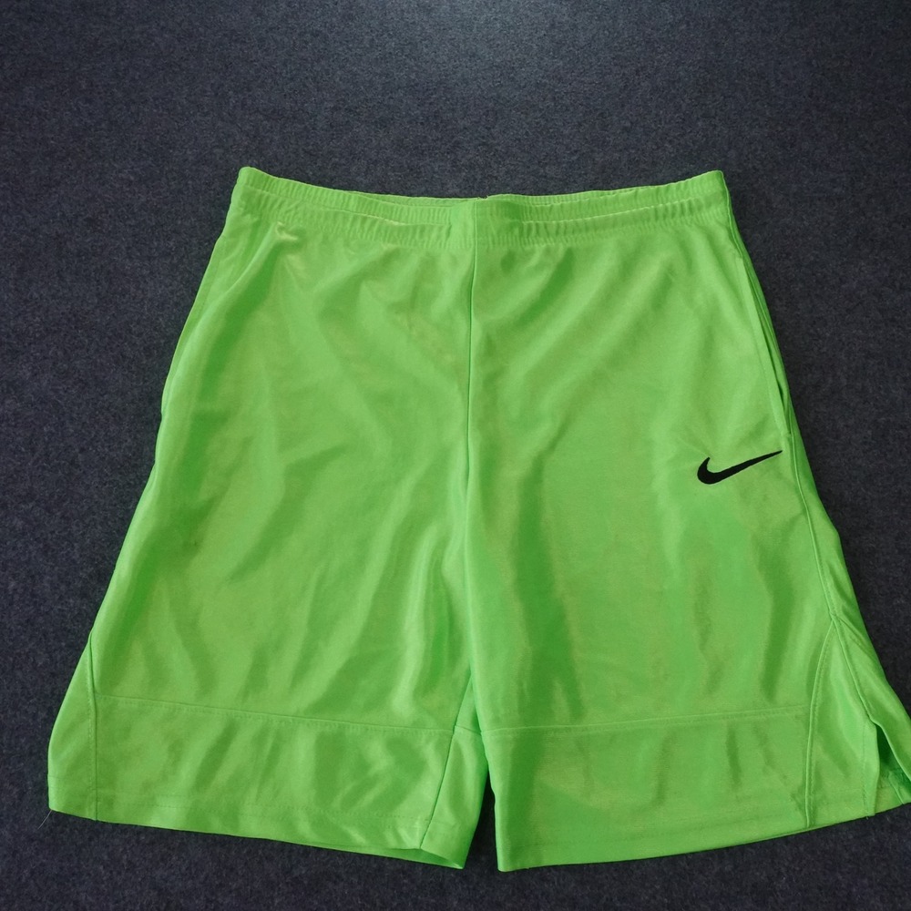Nike Dri-FIT Mens Neon Lime Green Athletic Training Shorts AJ3914-065 Medium